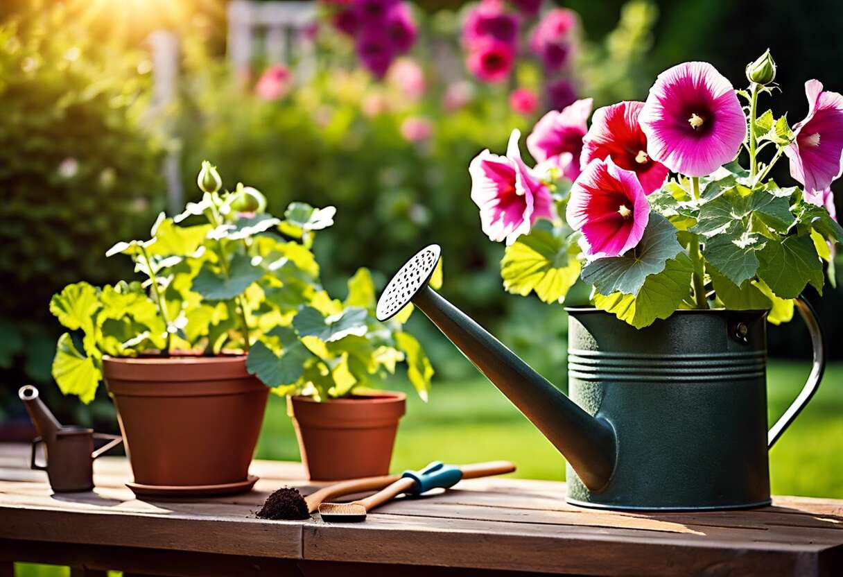 Roses trémières en pot : conseils pour une culture adaptée