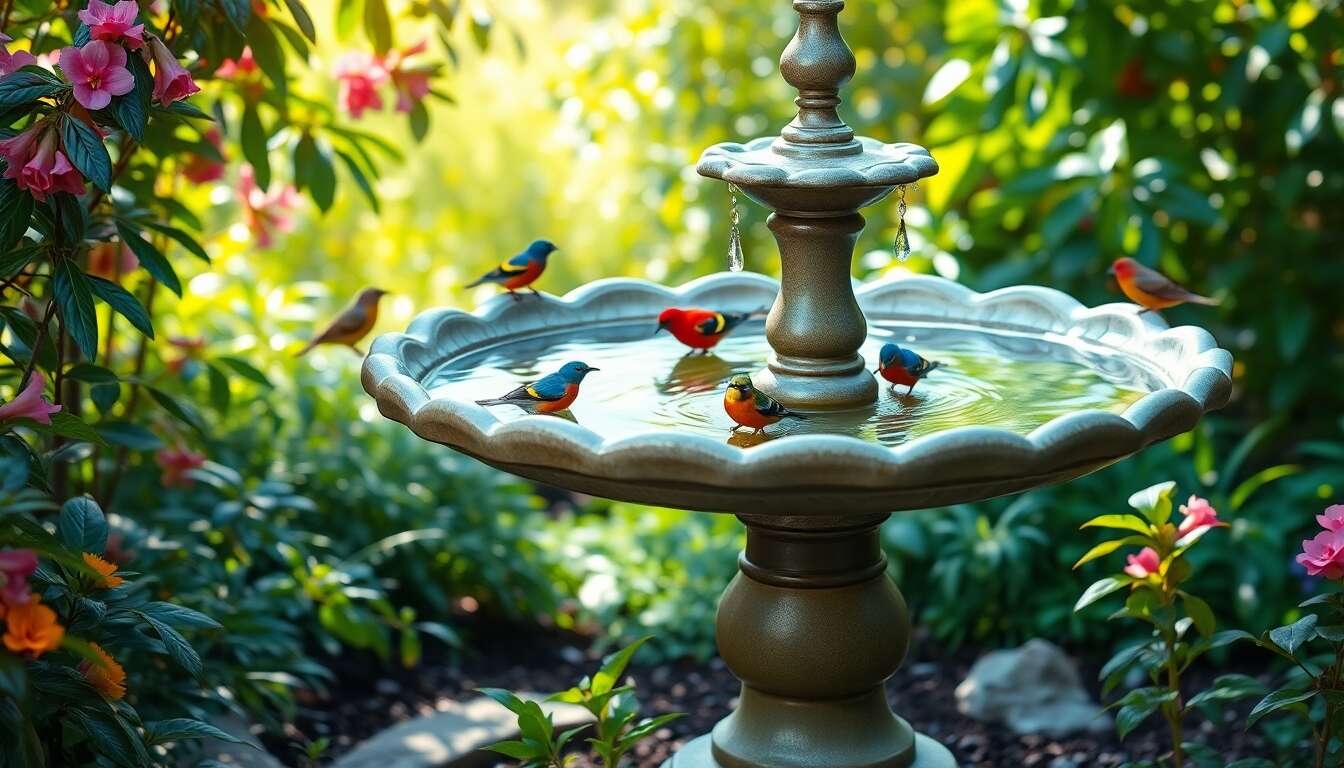 Importance des bains et abreuvoirs pour oiseaux