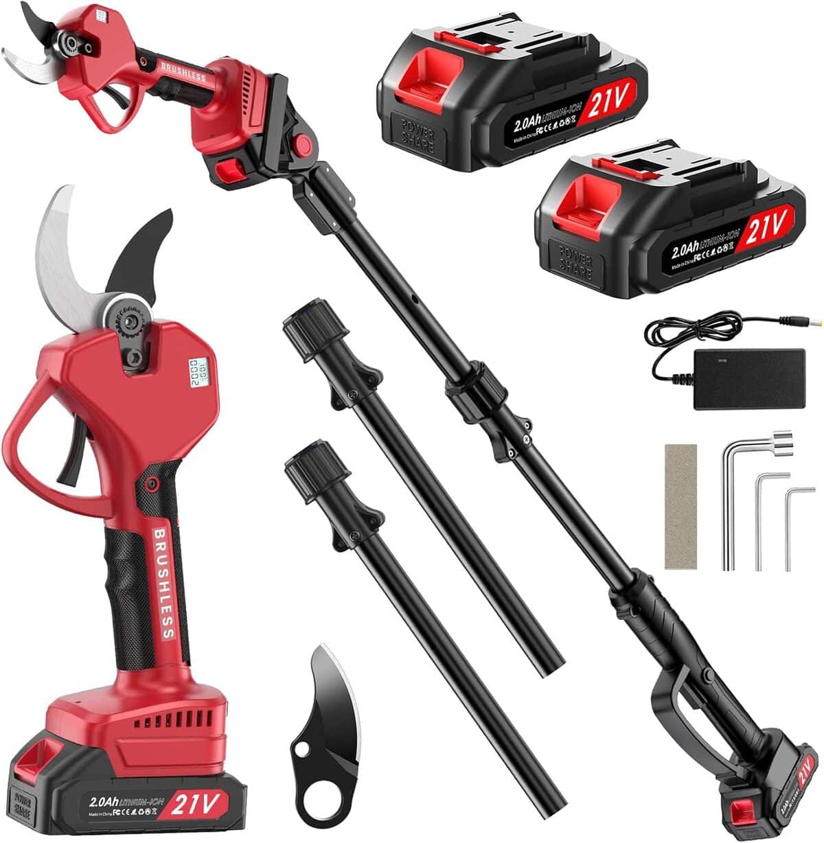 Test du sécateur électrique sans fil avec perche et 2 batteries 2.0Ah