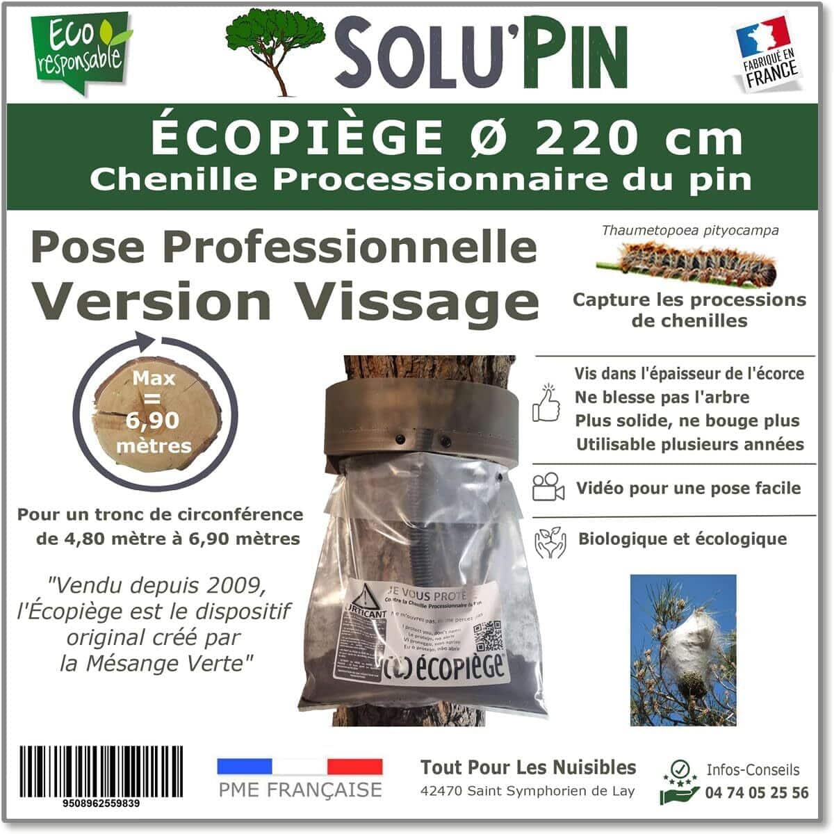 Test : collier ÉCOPIÈGE® 220 cm vissage contre chenilles processionnaires
