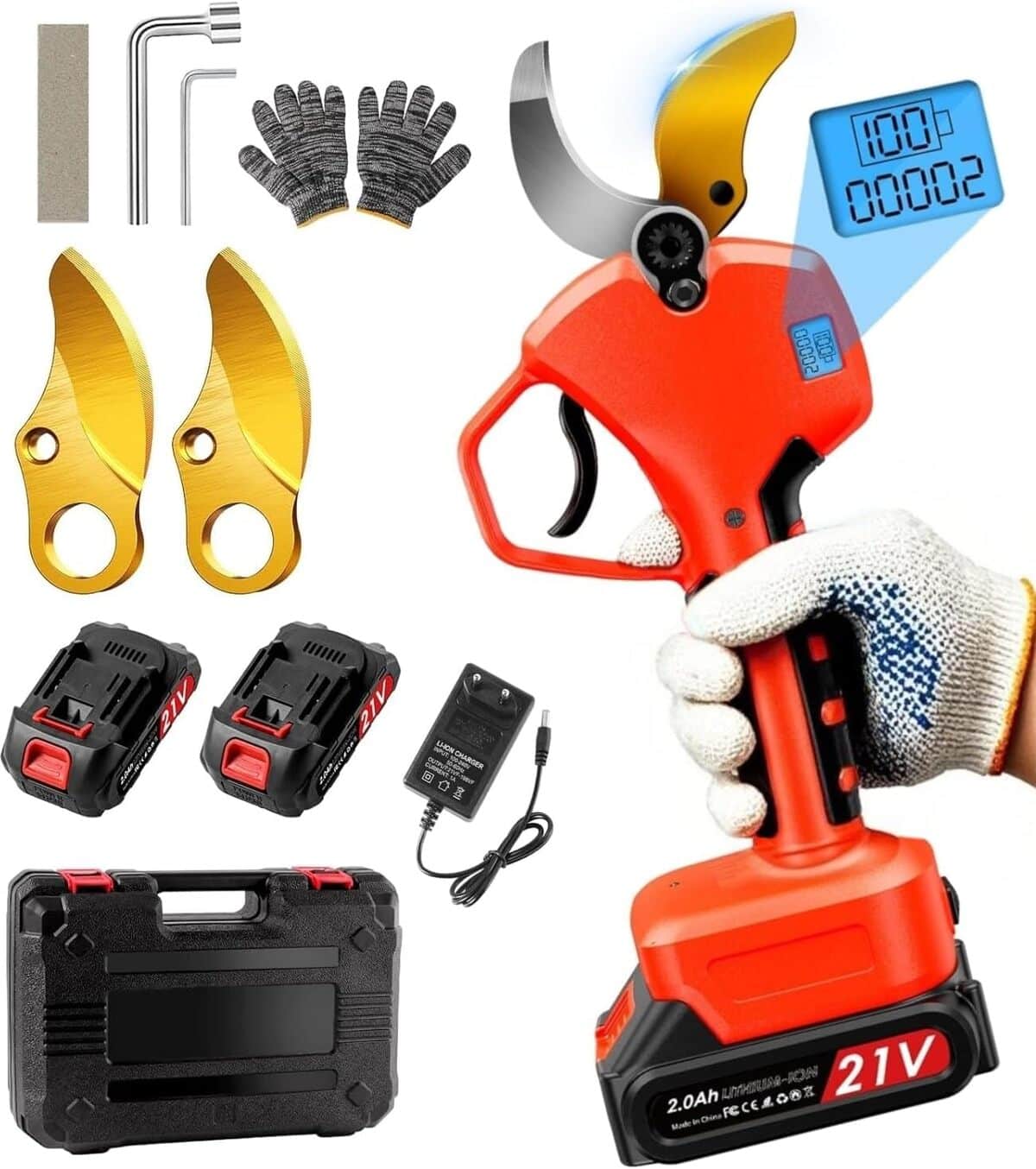 Test du sécateur électrique Aostok 40mm avec lame tranchante et écran