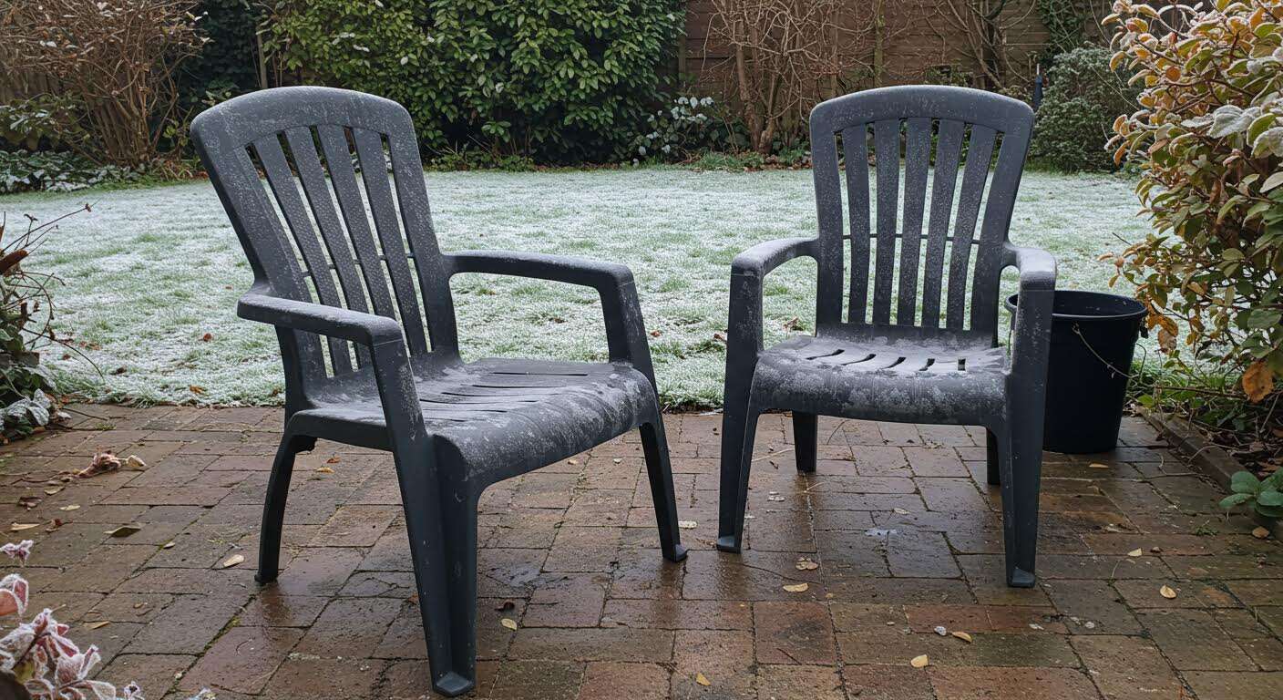 L'erreur de ranger son mobilier de jardin en plastique sans le nettoyer, la saleté s'incruste avec le froid