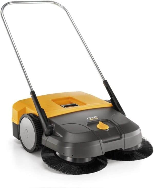 STIGA SWP 475 Balayeuse poussée pour l'extérieur - Largeur de Nettoyage 75cm, Deux brosses 41cm, bac de ramassage 50L, Hauteur réglable, idéale pour Les Surfaces dures et Les espaces jusqu'à 2900m².