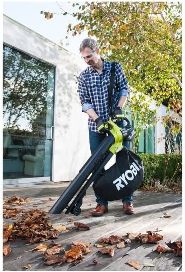 RYOBI - Souffleur aspiro-broyeur 18V - 2-en-1 - Brushless - Lames métal PowerMulching - Sac collecteur 35 L - 1 Batterie Lithium+ 18V 5,0 Ah et 1 Chargeur Rapide 2,0 A - RBV1850