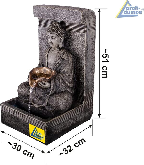 AMUR Fontaine de Jardin avec Lumière LED - Source DE Repos Zen pour Votre Jardin, Salon, Terrasse, Balcon 230/12 V 51 cm