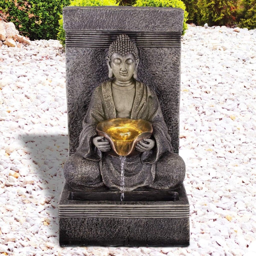 Test : fontaine de jardin AMUR avec LED, source zen 51 cm