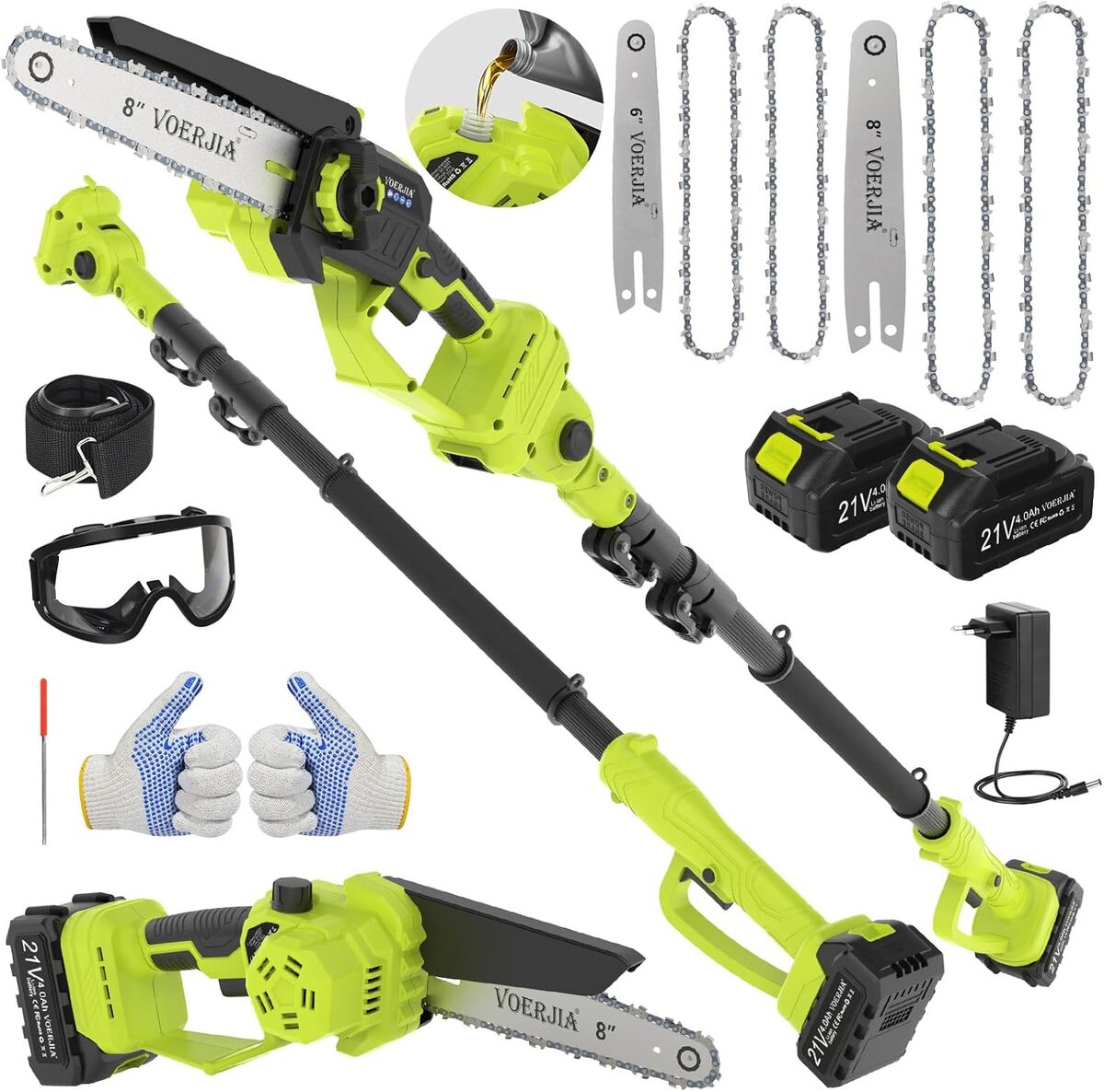 Test : tronçonneuse élagueuse sur perche VOERJIA 2-en-1, puissance et portée maximisée
