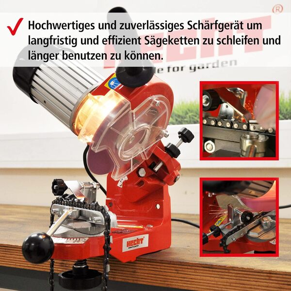Hecht 9230 Aiguiseur de chaine ponceuse excellent avec lampe intégrée pour aiguiser votre chaîne de scie