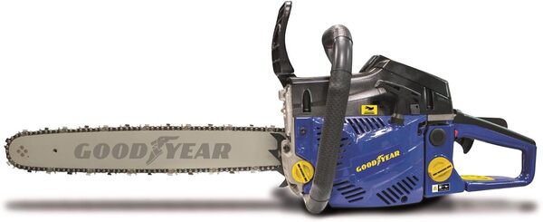 Goodyear – Tronçonneuse essence de taille 1600 W. Petite tronçonneuse taille 45,8 cc 2 temps 12 500 tr/min Easy Start AutoChoke Longueur épée 45 cm Étape chaîne 0,32 '' Réservoir essence 550 ml