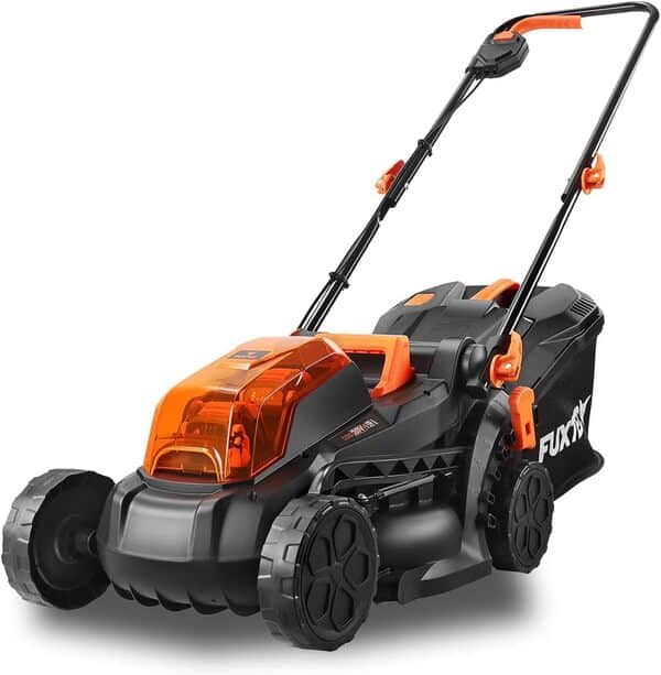 FUXTEC Lot Outils de Jardin - Tondeuse à Gazon sans Fil 33cm - Coupe-Bordure Batterie 25cm - Livré avec 3X Batteries Li-ION 2Ah et Chargeur Double
