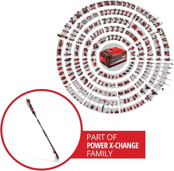 Einhell Professional Sécateur sans fil GP-LS 18/28 Li T BL-Solo Power X-Change (18 V, manche télescopique pour taille à 3,8 m de hauteur, épaisseur de branche max. 28 mm, lames Bypass, sans batterie)