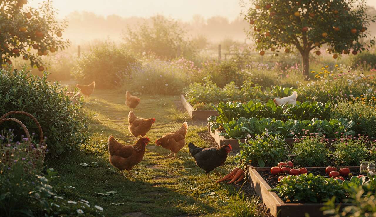 Avantages de la pr&eacute;sence des poules au potager