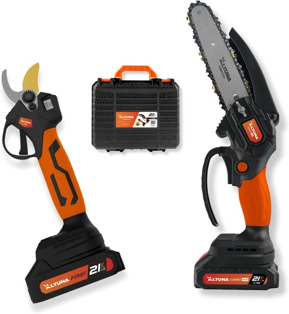 Test : kit de taille Altuna, tronçonneuse et sécateur électriques à batterie 2 Ah