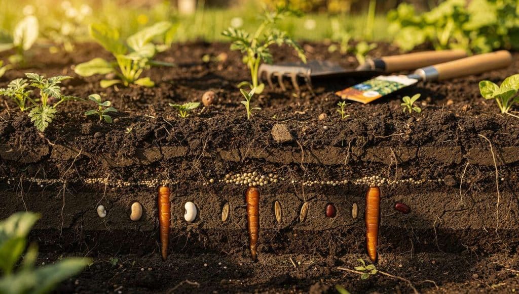 Distances et profondeurs de semis des légumes principaux