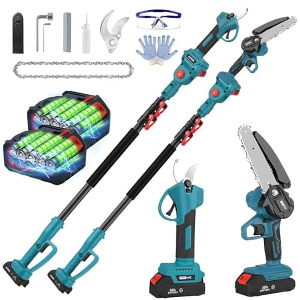 Test du sécateur électrique 36V sans fil avec perche télescopique