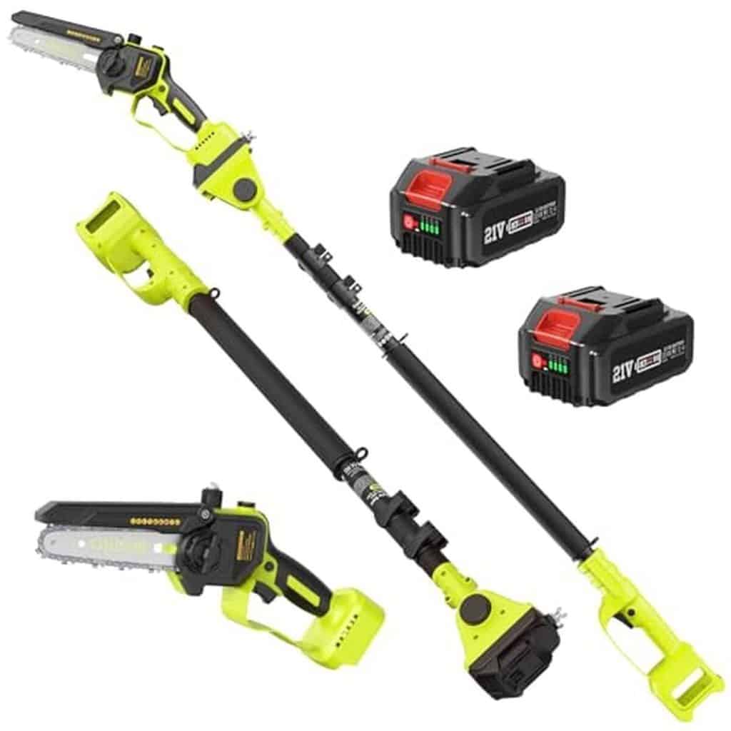 Test : élagueuse sur perche sans fil 6 pouces 8000 mAh modèle 2 en 1 pour jardin